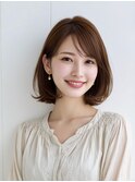ワンカールボブ/内巻きワンカール/ナチュラルブラウン/金山