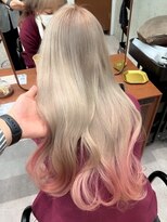 モク 立川(moc)&nbsp;韓国風レイヤーカットブリーチダブルカラー前髪