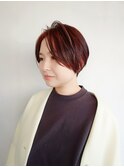 30代40代50代おすすめ　丸みショート×ハイライト