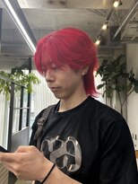 ユニオンデュオ 栄(Union Duo) 鮮やかなレッドカラー×シースルーマッシュウルフ