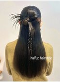 ハーフアップカチモリ20代タイトヘアスタイルロングヘアセット