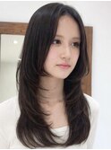 韓国風レイヤーカットブリーチダブルカラー前髪