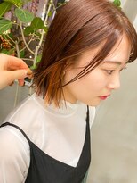 テトヘアー(teto hair) オレンジカラー ボブ オレンジブラウン インナーカラー 切りっぱ