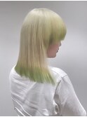 マッシュウルフ×ホワイトアッシュ×裾カラーネオンライム