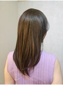 大人綺麗なうる艶ストレート＋ハイライト 髪質改善Tr#3