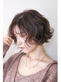 ミニボブウェーブパーマ大人ボブ/ピンクブラウン【自由が丘】