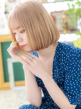 カバーヘアアンドスパ ブリス 浦和(COVER HAIR&SPA bliss) 韓国風ハイトーンカラー小顔切りっぱなしボブh3浦和10代20代30代