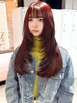 シェノン 心斎橋(CHAINON)&nbsp;ワインレッド/ブリーチなしダブルカラー/韓国風レイヤーカット