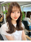 韓国風エギョモリくびれ外ハネ大人可愛い小顔シースルーバング