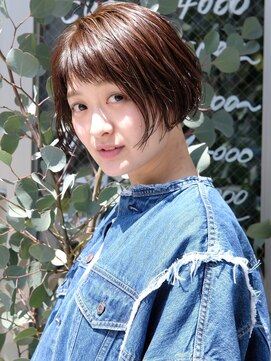 シーン(SCENE) ミニボブ ベージュ ショート 髪質改善