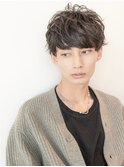 波巻きパーマアッシュブラック束感マッシュハイライト