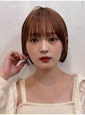 ストレートくびれヘアアプリコットオレンジ夏のヘアアレンジ