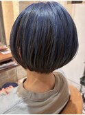 白髪ぼかしアンブレラカラー サファイアブルー