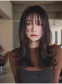 ミディアムレイヤー顔周りレイヤーハッシュカット韓国へア