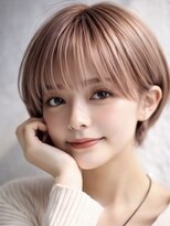 ムーン 仙台一番町店(OON) 丸みショート/ピンクベージュ/ピンクブロンド/小顔カット/仙台