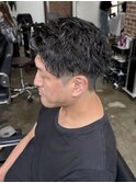 メンズウェーブヘアメンズアッシュカラースパイラルパーマ