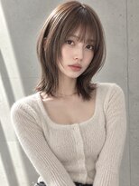 ユーフォリア 渋谷グランデ(Euphoria SHIBUYA GRANDE)&nbsp;グレージュミディアムレイヤー外ハネシースルーバング