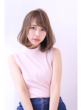 オーロ 宝塚店(ORO) 20代30代40代50代斜めバング前髪ピンクベージュマチルダボブ