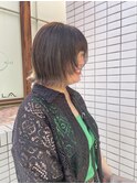 切りっぱなしボブ/顔周りレイヤー/小顔効果