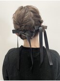 お呼ばれヘアセット♪girly style☆編み込みツインヘアアレンジ