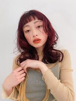 テトヘアー(teto hair)&nbsp;チェリーレッド　ワインレッド　カシスカラー　レイヤー　赤