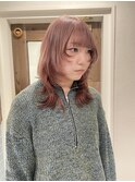 ウルフカット/ハイレイヤー/顔まわりカット/ピンクベージュ