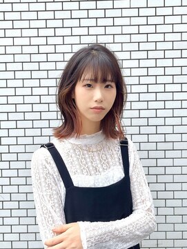 アメリラブ(ameri love) インナーカラー×アプリコットオレンジ×外ハネボブ