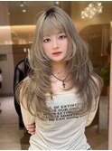 ミニウルフレイヤーカット顔周り前髪韓国ミディアムロング/池袋