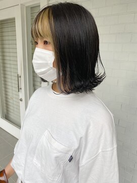 フロート 小阪店(float) インナーカラー_エアリーミディ 黒髪 ホワイトアッシュ