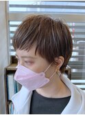 大人の透明感カラー　ハイライト　オリーブグレー