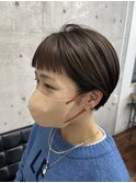 耳掛けショート/ダブルカラー/ダークモカベージュ