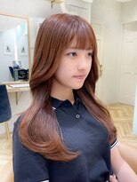 ロンドプランタン 恵比寿(Lond Printemps)&nbsp;ロングレイヤーカットのワンカールくびれヘア□オレンジカラー