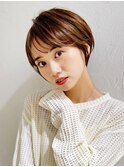 前髪あり耳掛け丸みくびれショートボブ20代30代40代50代(蘭)