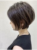 ★くびレイヤーボブルフネビージュ小顔ワンレンこなれミディ黒髪
