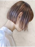 大人可愛い小顔似合わせカットブリーチなしショコラアッシュボブ