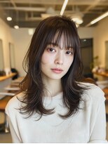 ケシキ 表参道 原宿(kesiki.)&nbsp;ミディアムレイヤー顔周りカットハッシュカットワンホンレイヤー