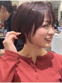 イメチェン前髪クールショート透明感カラーピンクベージュくびれ