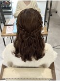 編み込みハーフアップ