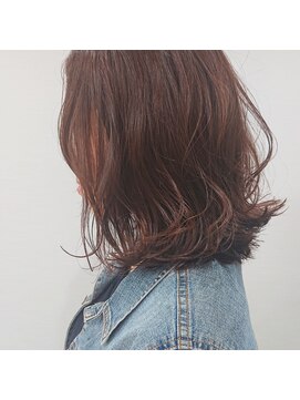 エイムヘアメイク 舟入店 ピンクベージュ×切りっぱなしボブ