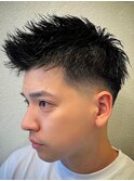 ba400ツーブロック刈り上げアップバング束感バーバースタイル