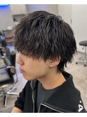 カルマパーマ/ベリーショート/ダークアッシュ/ニュアンスパーマ