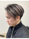 メンズバレイヤージュコントラストハイライトセンターパート