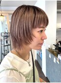 ショートボブ アッシュ  前髪カット ウルフショート レイヤー