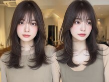 Q.地毛風ストレートと一緒にできる艶感にこだわった透明感カラー［縮毛矯正/ハッシュカット/顔周りカット］