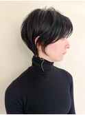 黒髪　ボブルフ　ネビージュ　小顔　ワンレン　スペインカール