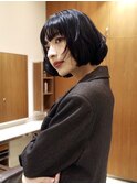 ハッシュカット/ミニボブ/黒髪/丸みボブ/フェイスレイヤー