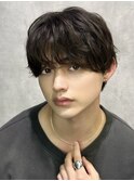 韓国メンズヘア　スパイラルパーマ　ラウンドマッシュ