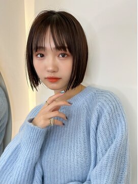 フィル 横浜(fil) ボブ_丸みボブシースルーバングベージュアッシュグレージュ