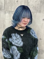 モニカ 栄店(MONIQA)&nbsp;水色 × ネイビー / アンブレラカラー / ウルフカット