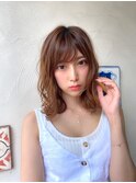 ミディアムボブ　ロングボブ　鎖骨レングス　大人カジュアル